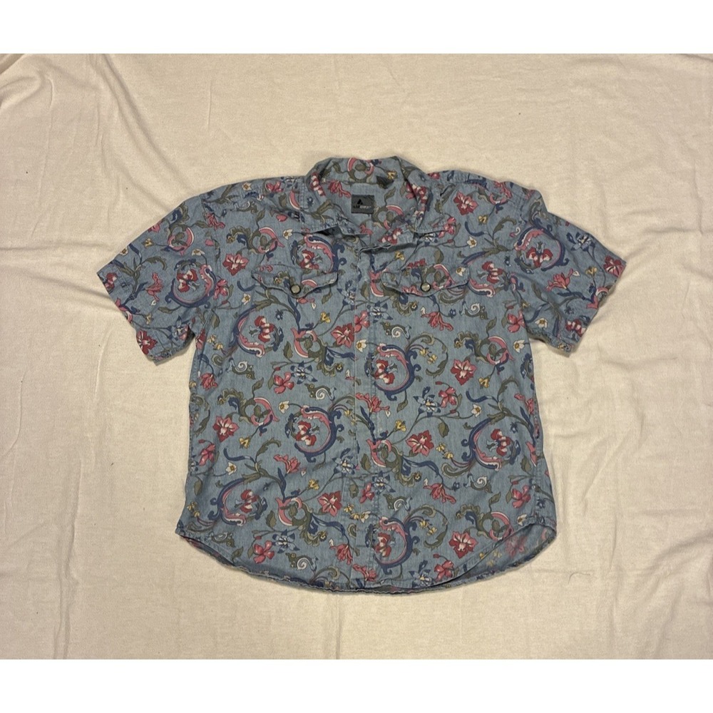 Vintage Women's Shirt Large Multicolored Button-Up Paisley Floral Pattern 90s